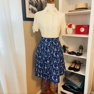 Beautiful retro inspired Retrolicious boat print A-line skirt dress size small